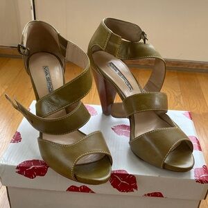 Via Spiga Olive Strappy High Heel Sandals